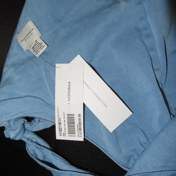π Denim/Chambray Romper with Bow-tie Back - French Connection (L) β§ - Picture 6 of 8